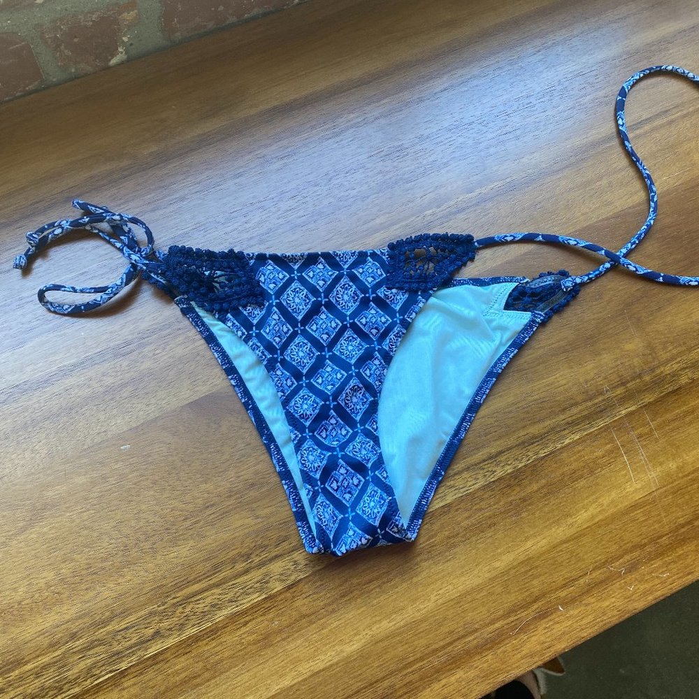 Blue Patterned Bathing Suit Bottom